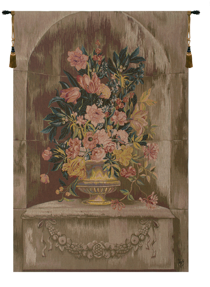 Bouquet Niche French Tapestry Wall Hanging 58x44 Inch Cotton Jacquard Woven Wall Tapestry