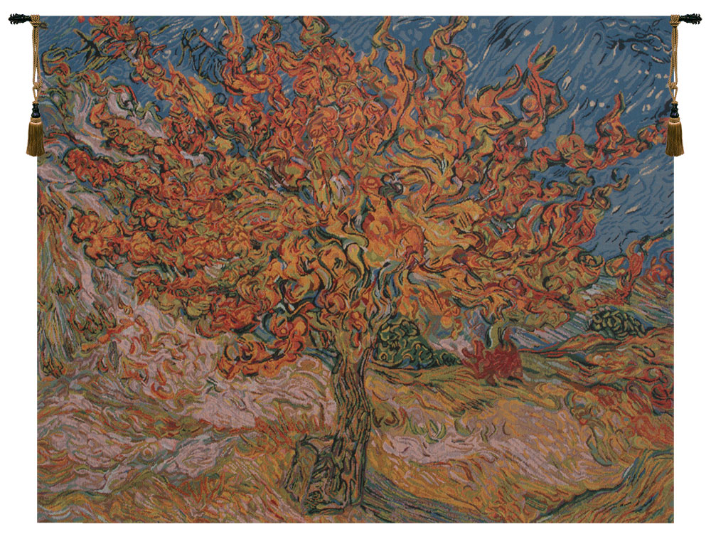 Vincent Van Gogh The Mulberry Tree Vintage Tapestry Wall Hanging 26 x 34 in Post Impressionist Landscape Jacquard Woven Wall Art