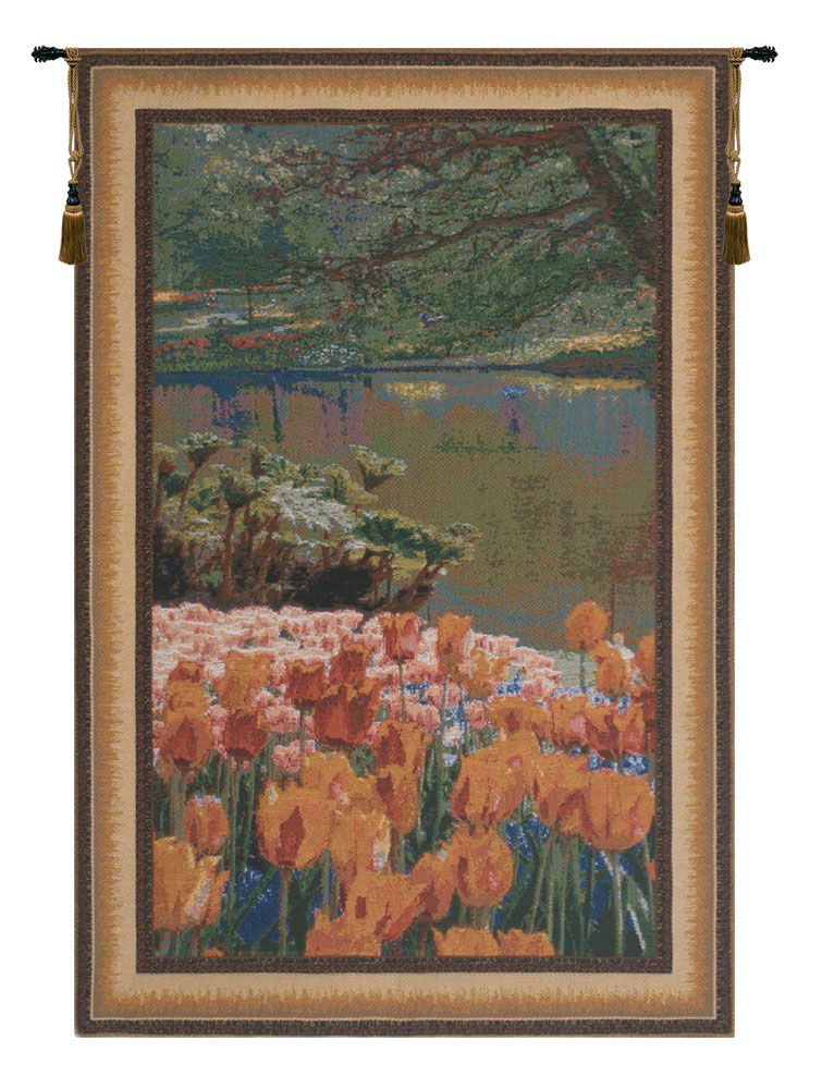 Keukenhof VI Belgian Tapestry Wall Hanging 34x22 Inch Cotton Jacquard Woven Wall Tapestry