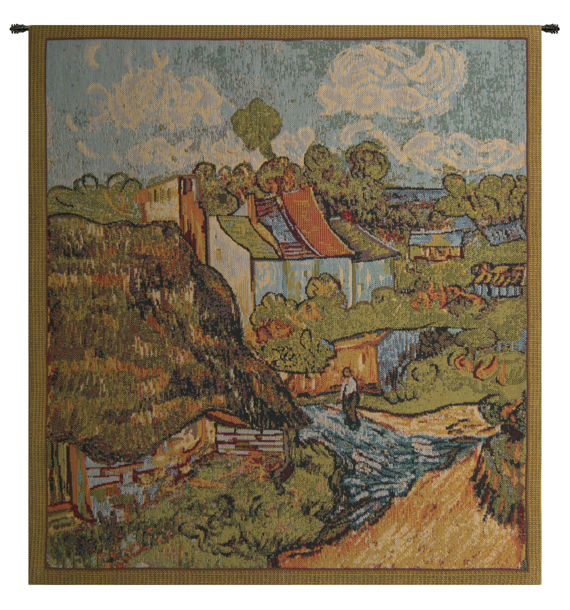 Vincent Van Gogh The House I Vintage Tapestry Wall Hanging 21 x 18 in Post Impressionist Landscape Jacquard Woven Wall Art