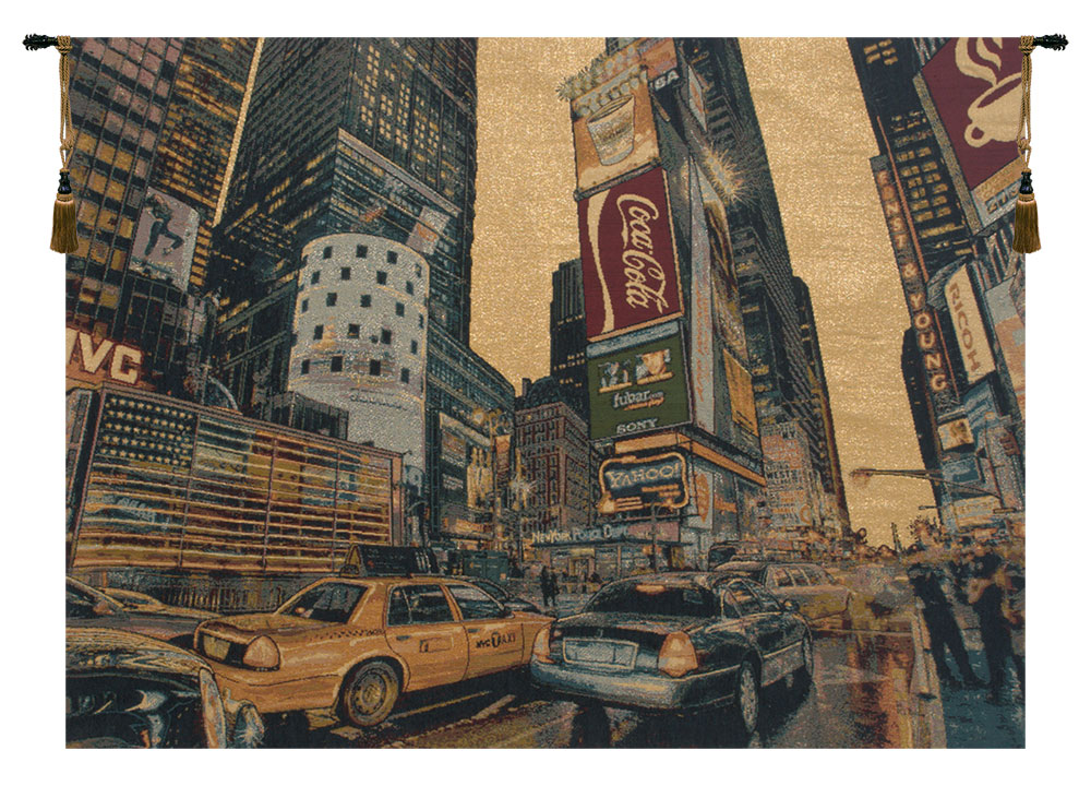 Alberto Passini Times Square New York Modern Tapestry Wall Hanging 24 x 34 NYC Cityscape Jacquard Woven Wall Art Home Decor