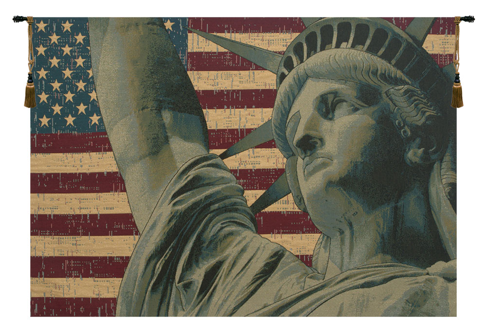 Frédéric Auguste Statue of Liberty Tapestry Wall Hanging 24 x 38 in New York Landmark Jacquard Woven Wall Art
