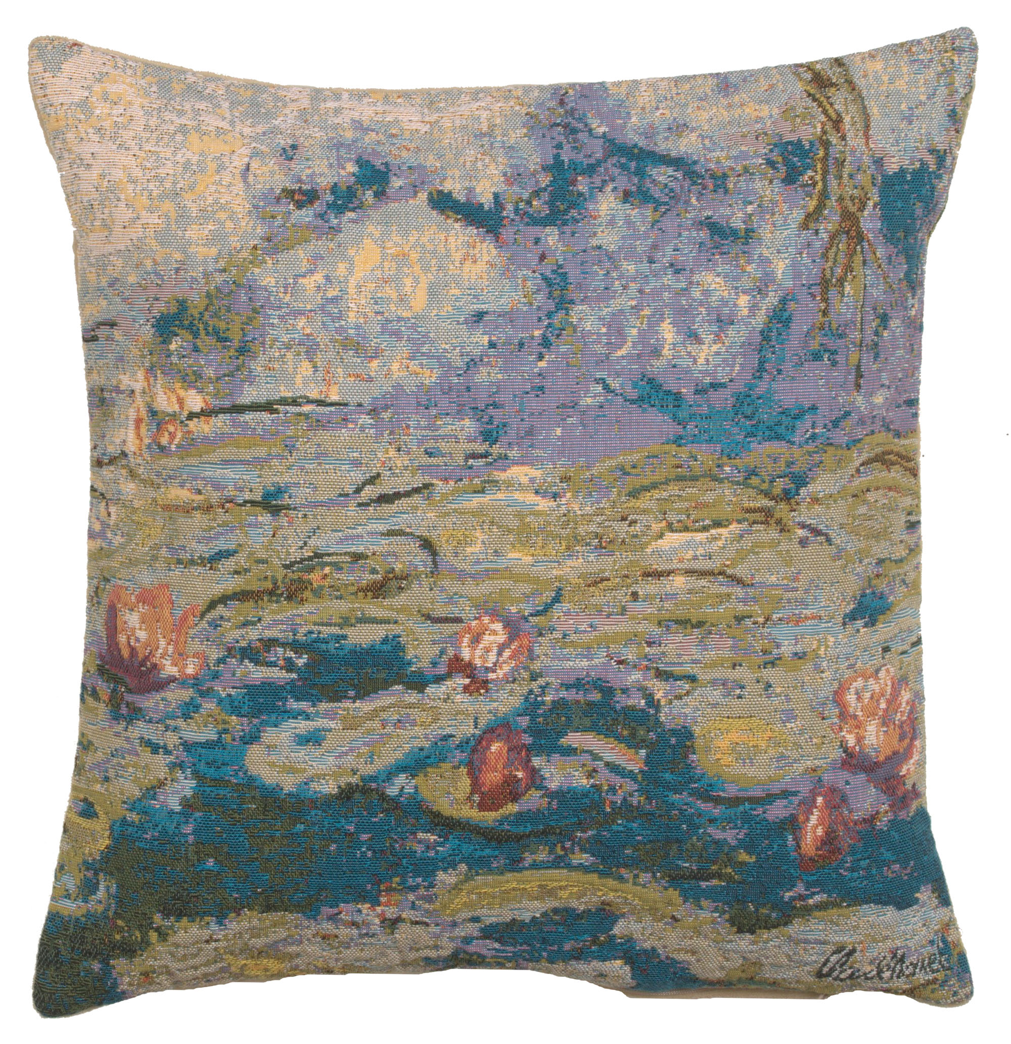 Claude Monet Water Lilies Tapestry Pillow Cover 18x18 Inch Cotton Jacquard Woven Cushion Cover