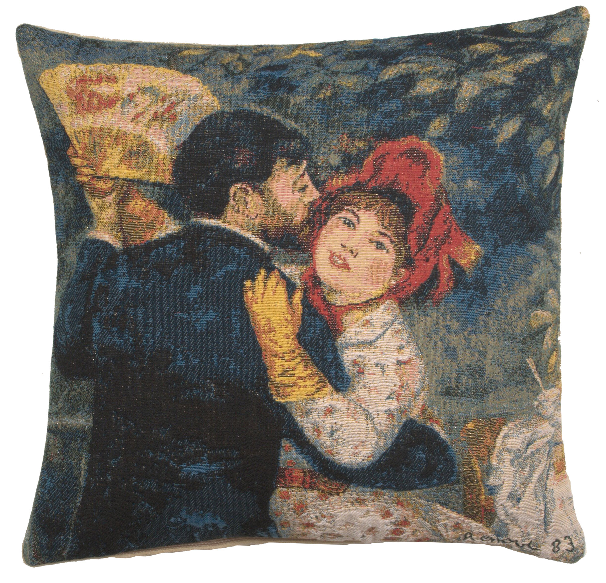 Pierre Auguste Renoir Renoir's Dance Tapestry Pillow Cover 18x18 Inch Cotton Jacquard Woven Cushion Cover