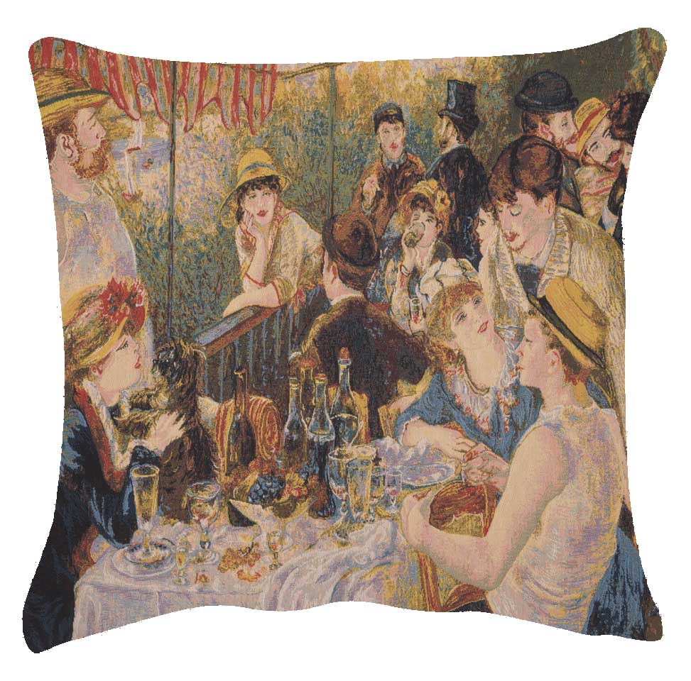Pierre Auguste Renoir Boating Party I Tapestry Pillow Cover 18x18 Inch Cotton Jacquard Woven Cushion Cover