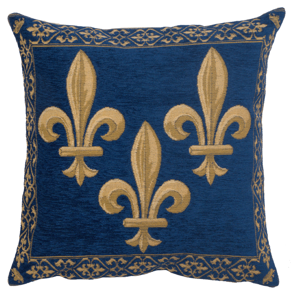 Napoleon Fleur Blue Tapestry Pillow Cover 18x18 Inch Cotton Jacquard Woven Cushion Cover