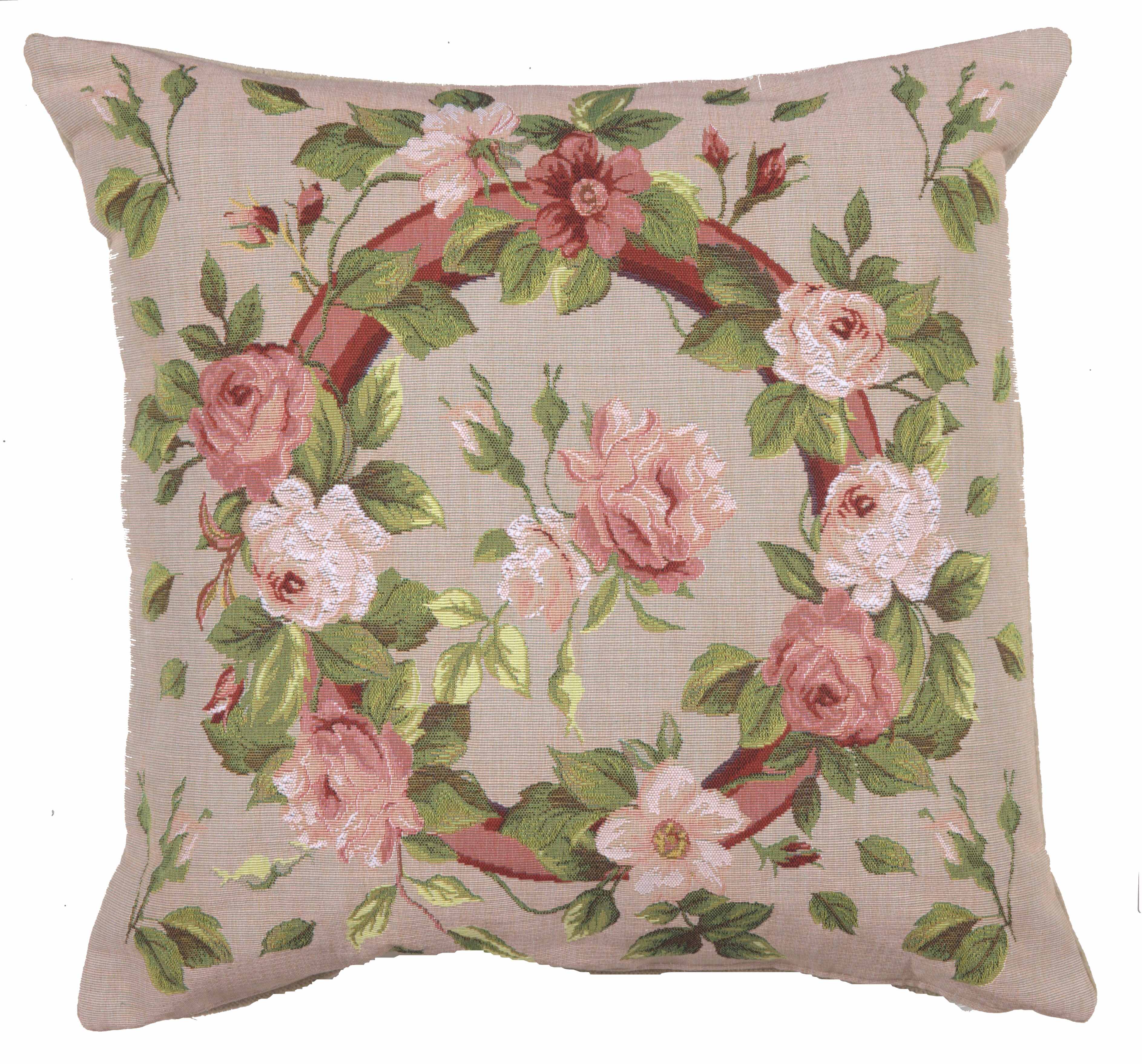 Floral Bunch of Flowers I Tapestry Pillow Cover 19x19 Inch Cotton Jacquard Woven Cushion Cover