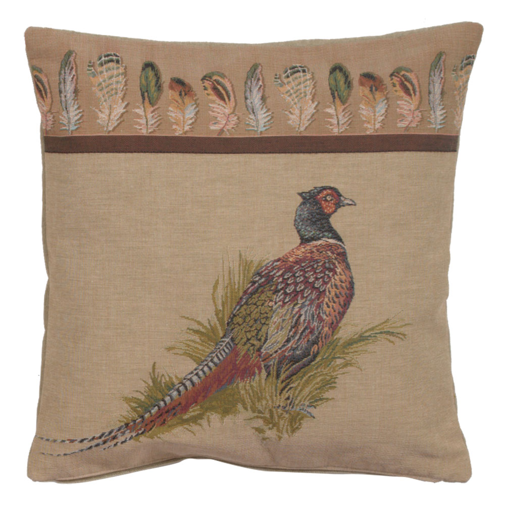 Jean Baptiste Huet Pheasant Tapestry Pillow Cover 19x19 Inch Cotton Jacquard Woven Cushion Cover