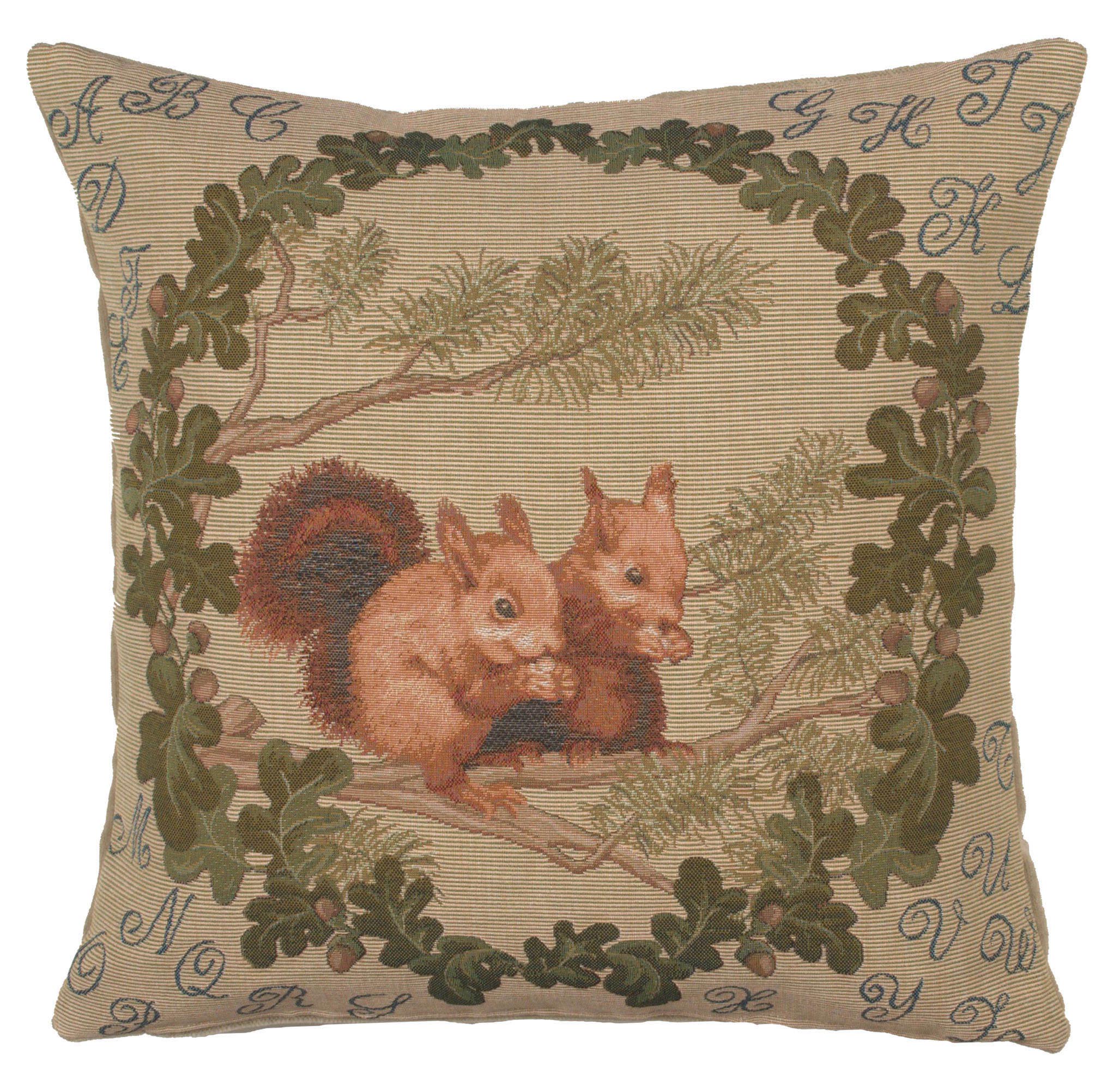 Jean Baptiste Huet Squirrels Tapestry Pillow Cover 19x19 Inch Cotton Jacquard Woven Cushion Cover