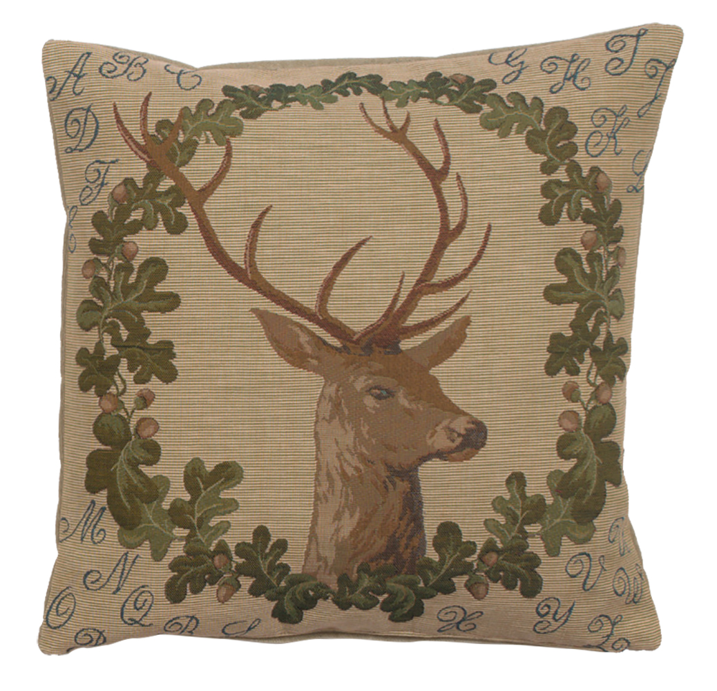 William Morris ABC Stag Tapestry Pillow Cover 19x19 Inch Cotton Jacquard Woven Cushion Cover