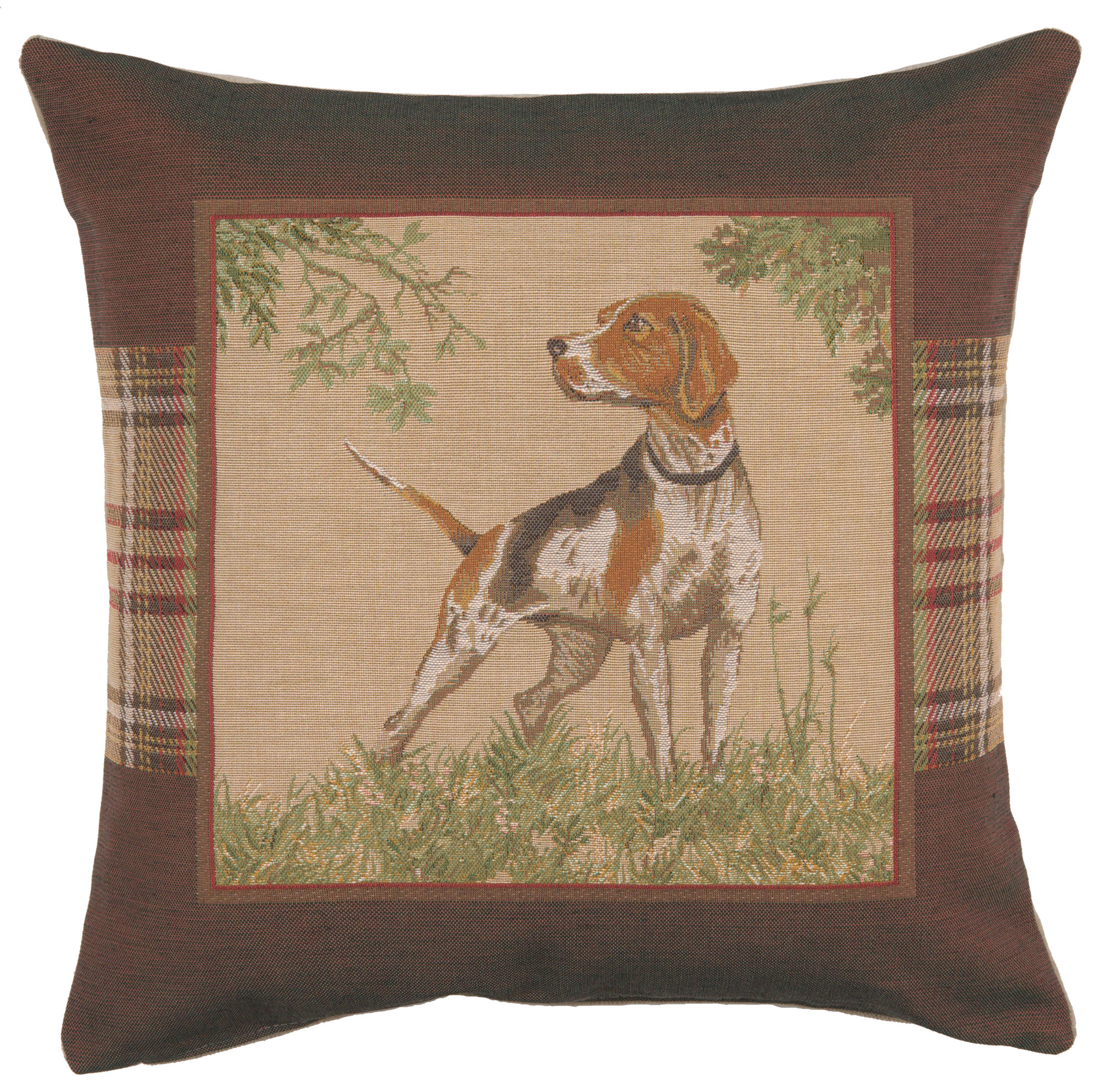 Alexandre Francois Dog Pointer Tapestry Pillow Cover 19x19 Inch Cotton Jacquard Woven Cushion Cover