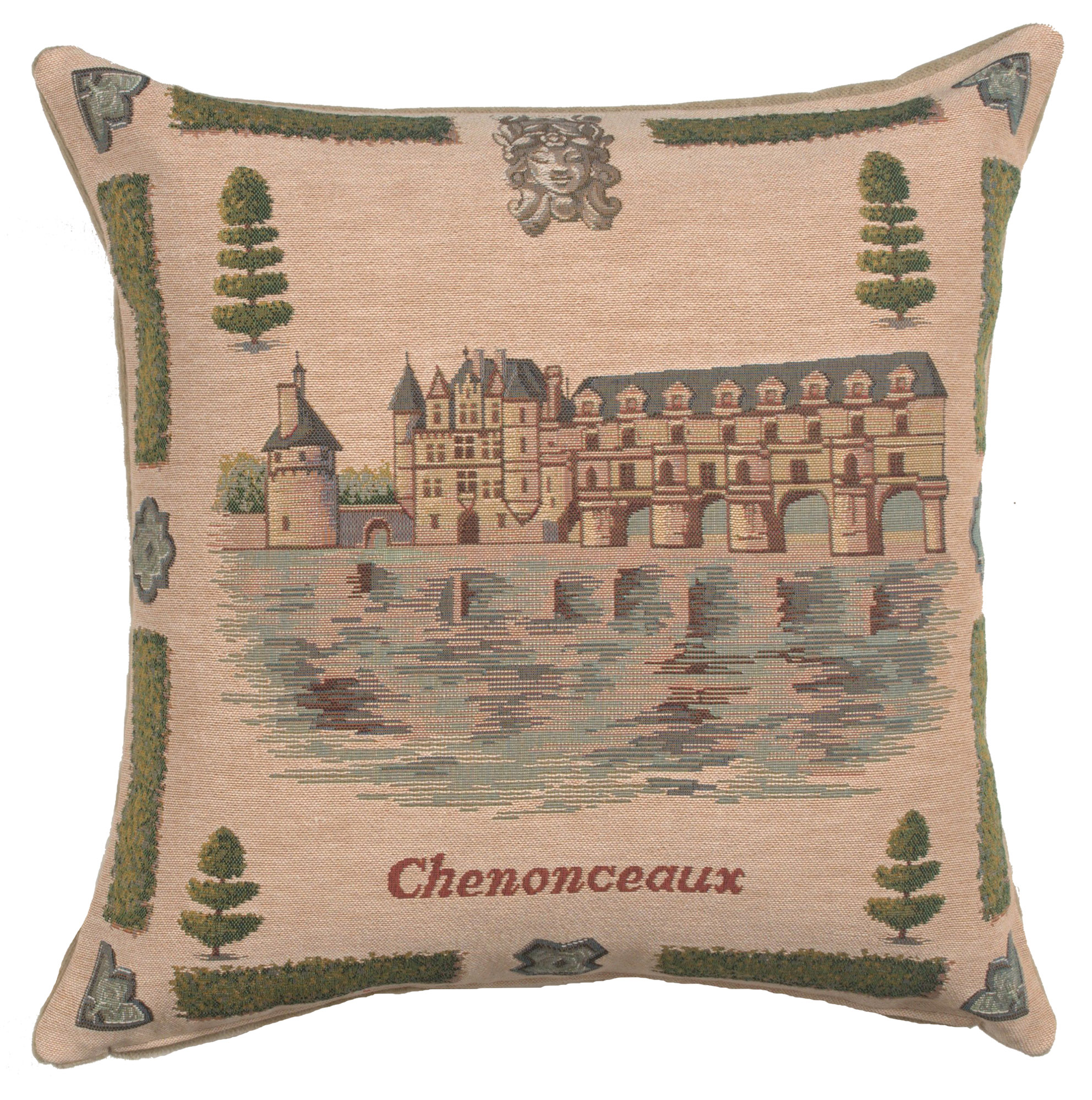 Chenonceaux I French Tapestry Pillow Cover 19x19 Inch Cotton Jacquard Woven Cushion Cover