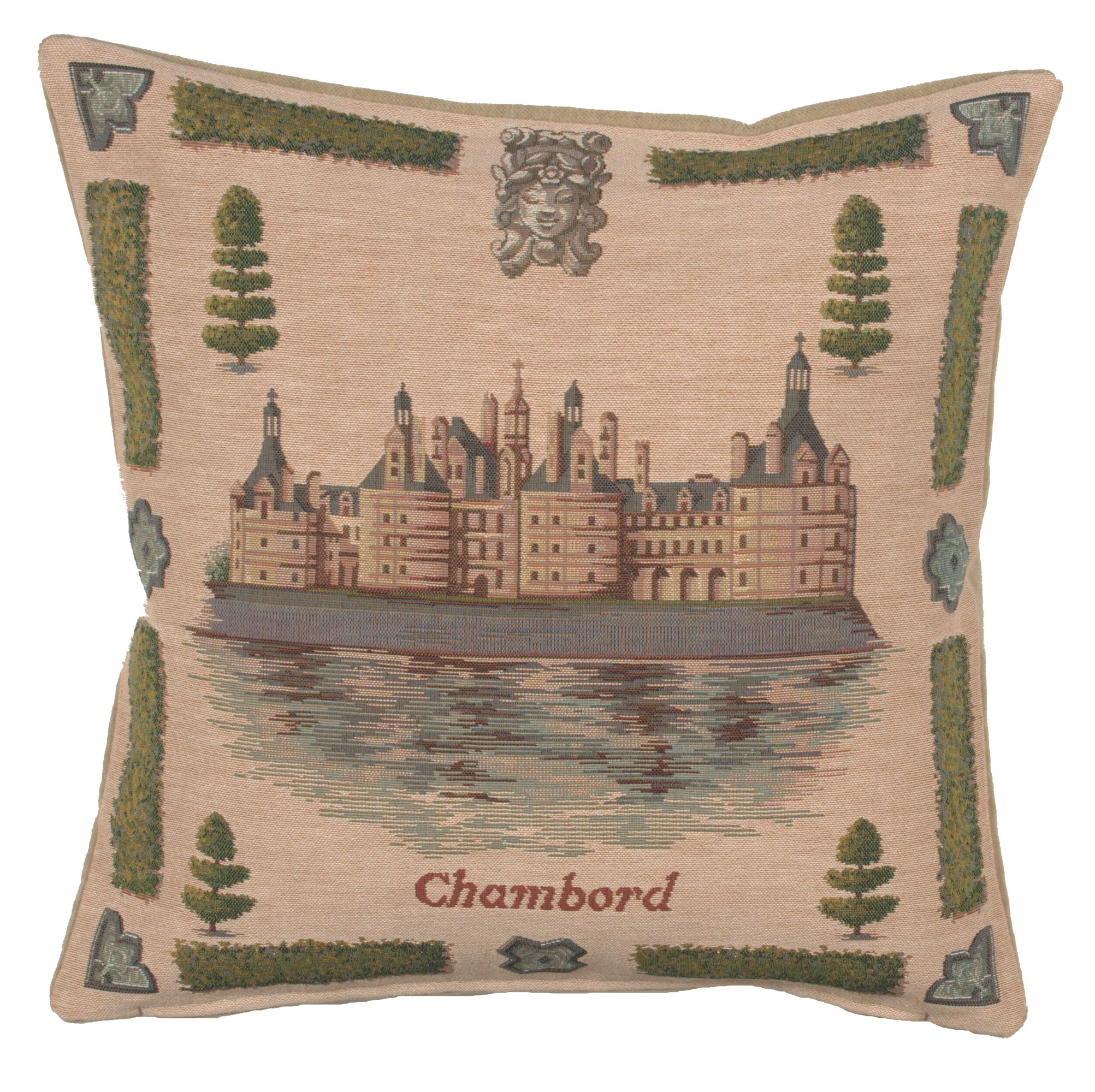 Chambord I French Tapestry Pillow Cover 19x19 Inch Cotton Jacquard Woven Cushion Cover