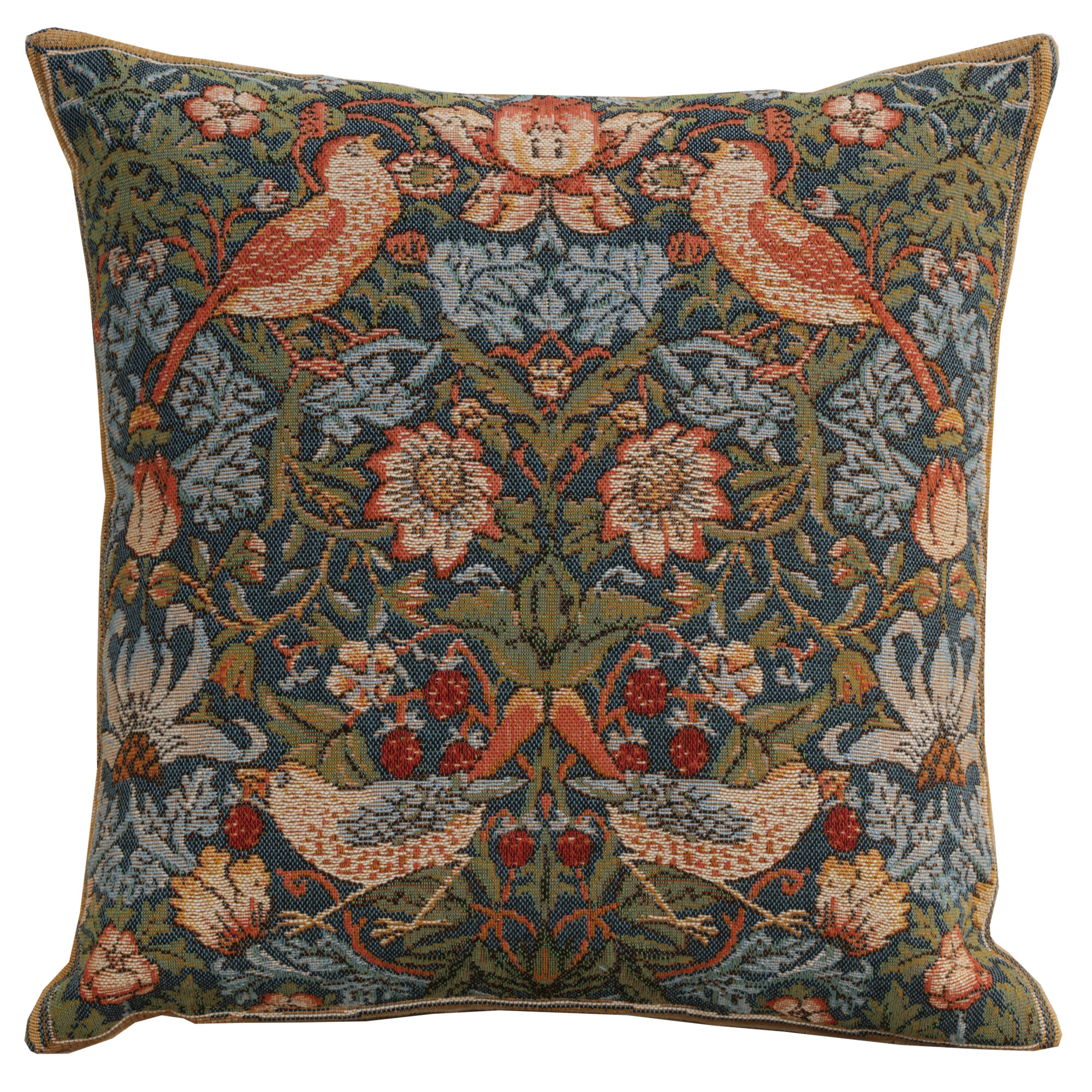 Birds Face to Face Medieval Tapestry Pillow Cover 14x14 European Cotton Jacquard Woven Cushion Cover