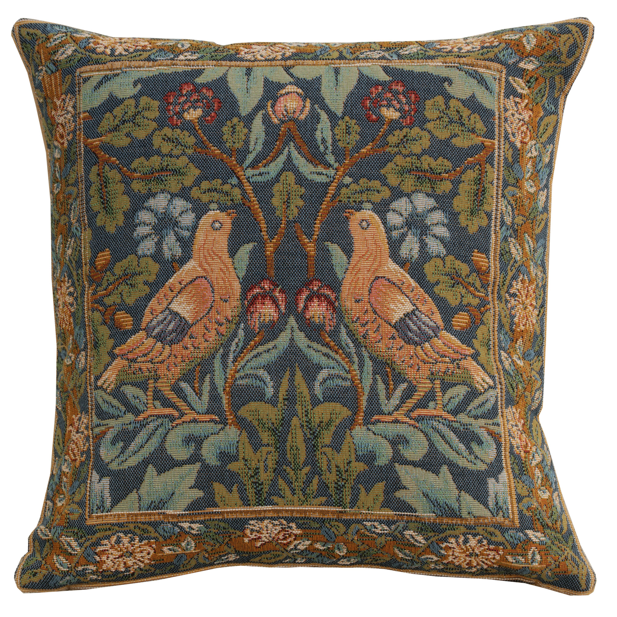 Brother Bird Medieval Tapestry Pillow Cover 14x14 European Cotton Jacquard Woven Cushion Cover