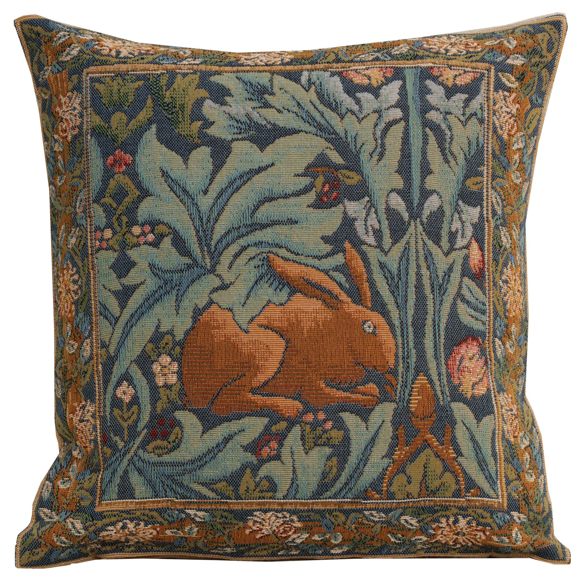 Brother Rabbit Medieval Tapestry Pillow Cover 14x14 European Cotton Jacquard Woven Cushion Cover