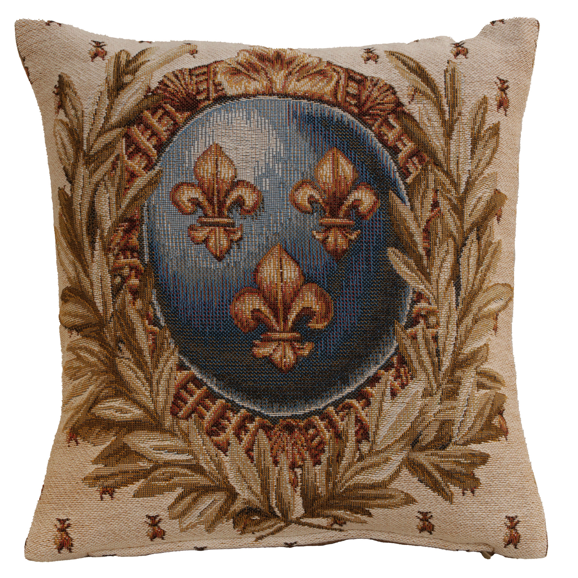 French Empire Lys Tapestry Pillow Cover 14x14 Inch Cotton Jacquard Woven Cushion Cover