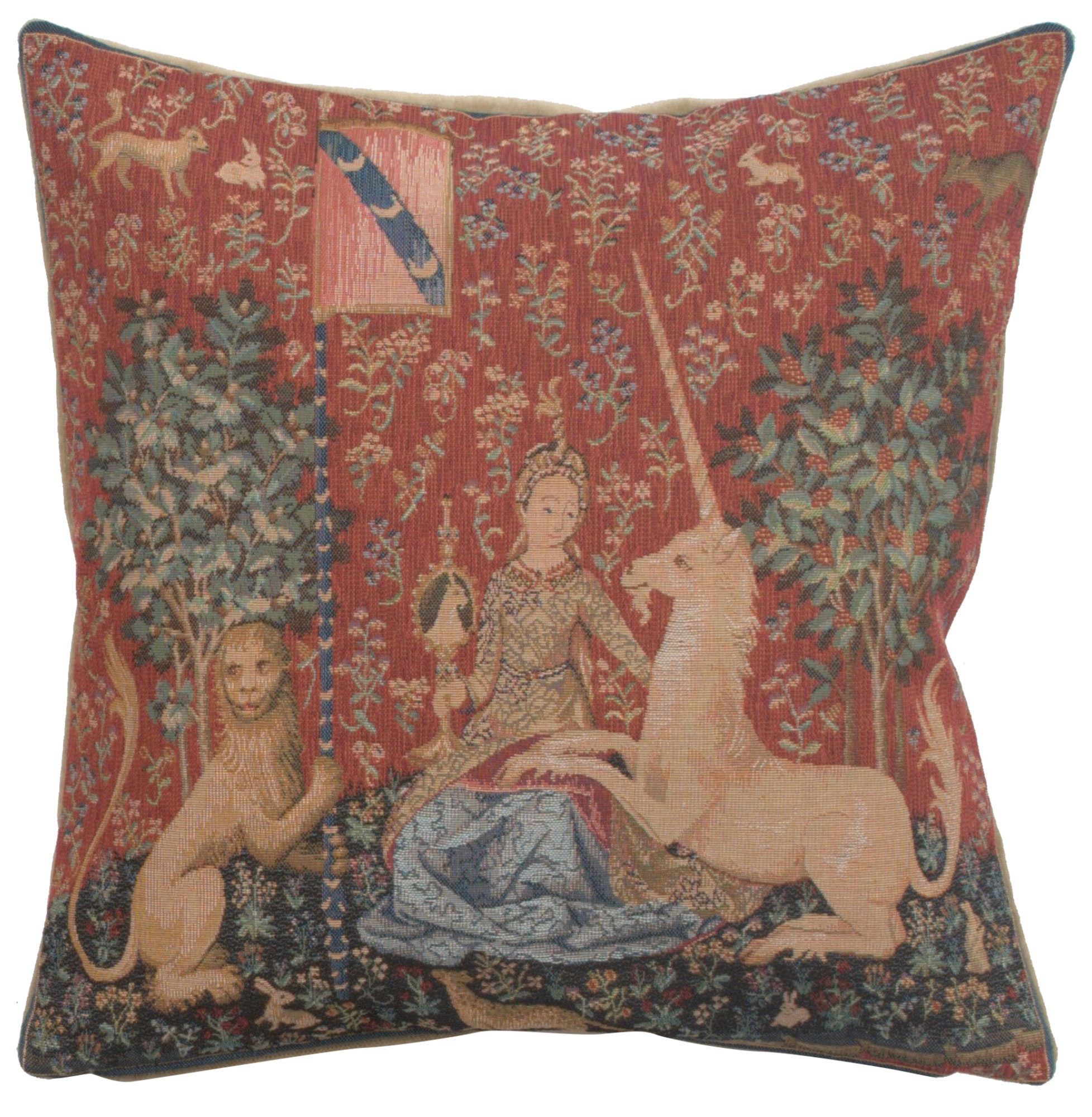Medieval The Sight Small Tapestry Pillow Cover 14x14 Inch Cotton Jacquard Woven Cushion Cover