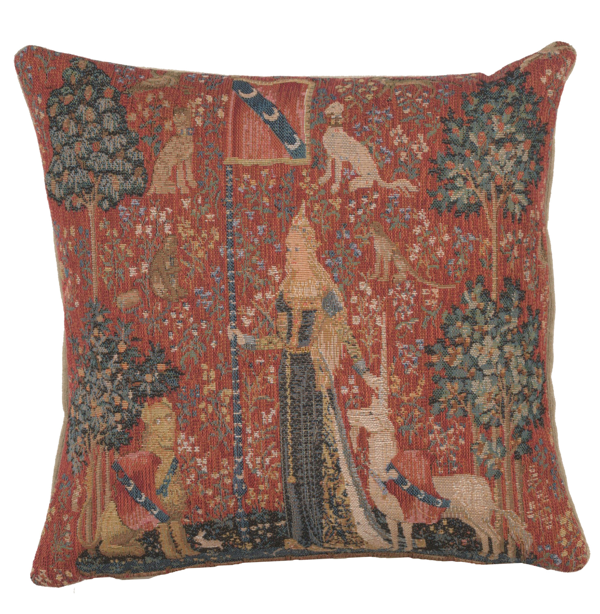 Medieval The Touch Small Tapestry Pillow Cover 14x14 Inch Cotton Jacquard Woven Cushion Cover