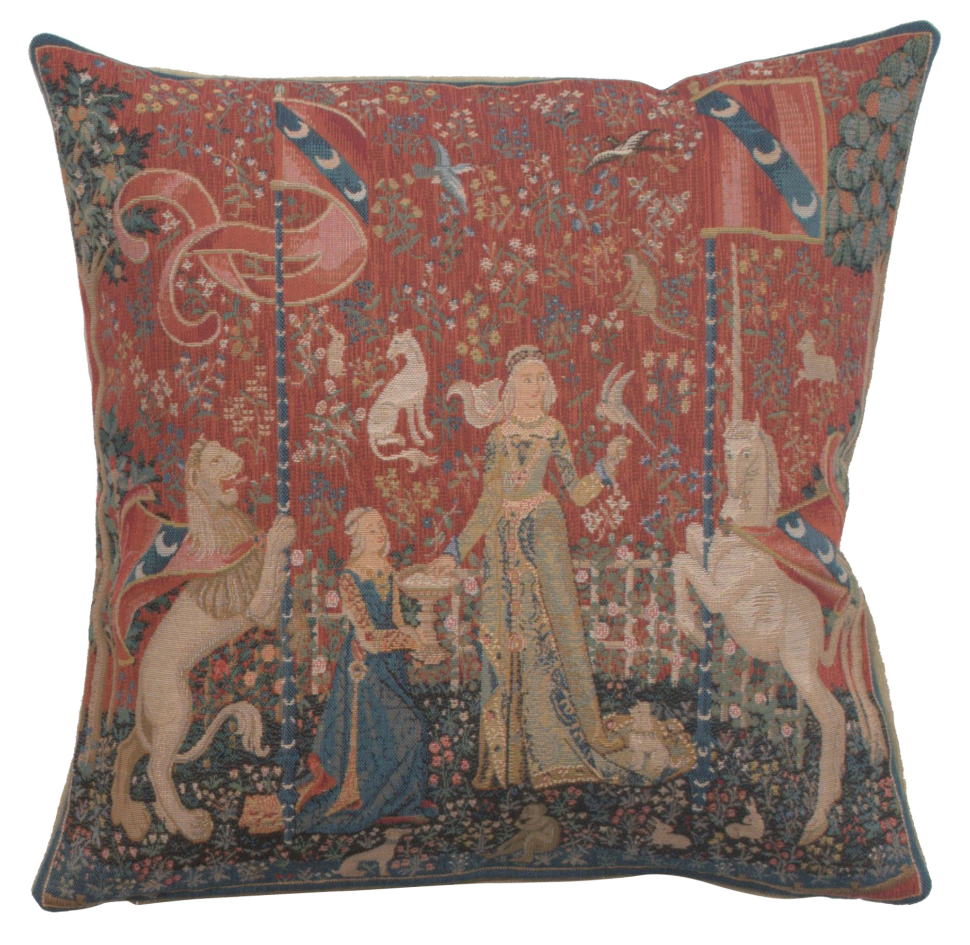 Medieval The Taste Small Tapestry Pillow Cover 14x14 Inch Cotton Jacquard Woven Cushion Cover