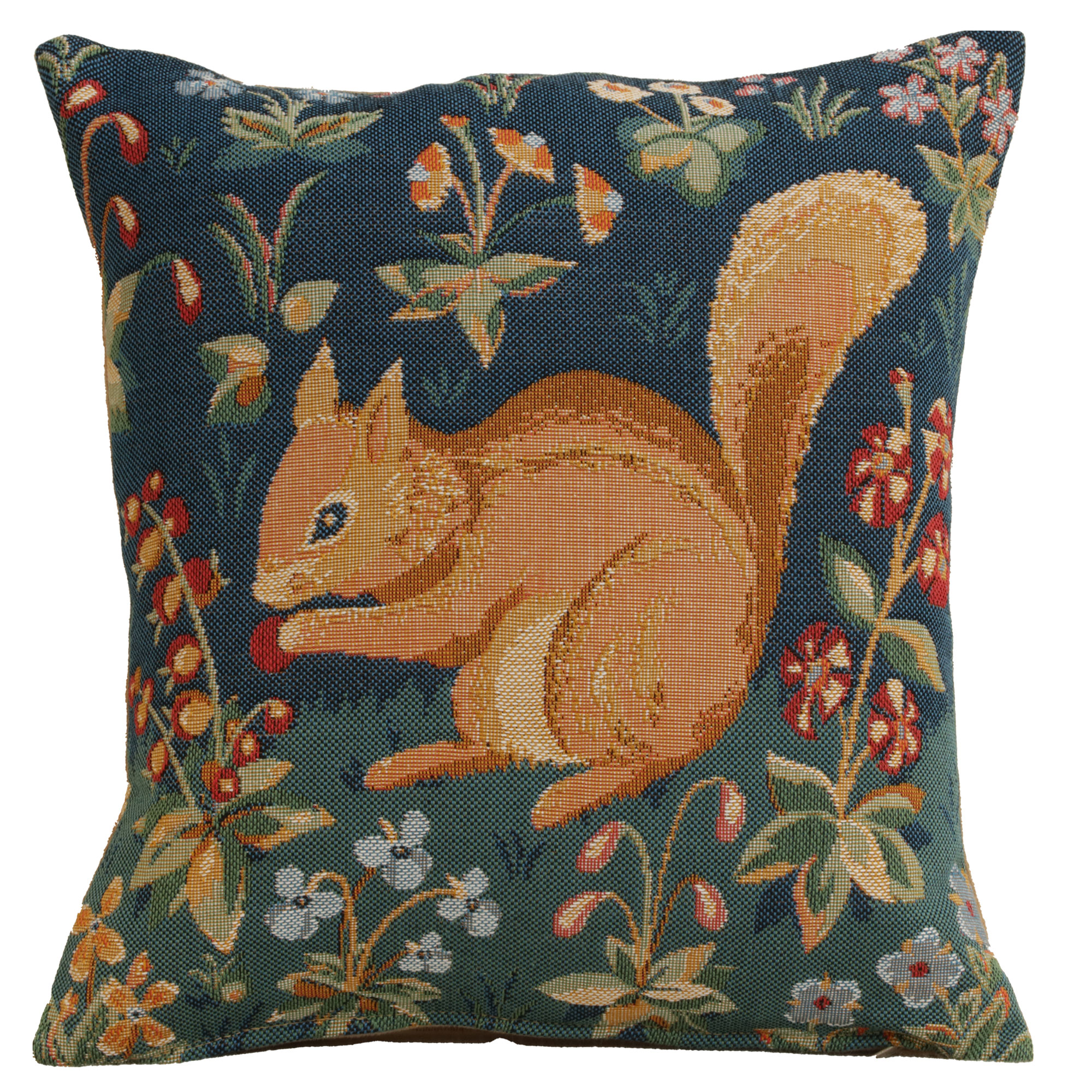 Medieval Squirrel Tapestry Pillow Cover 14x14 Inch Cotton Jacquard Woven Cushion Cover
