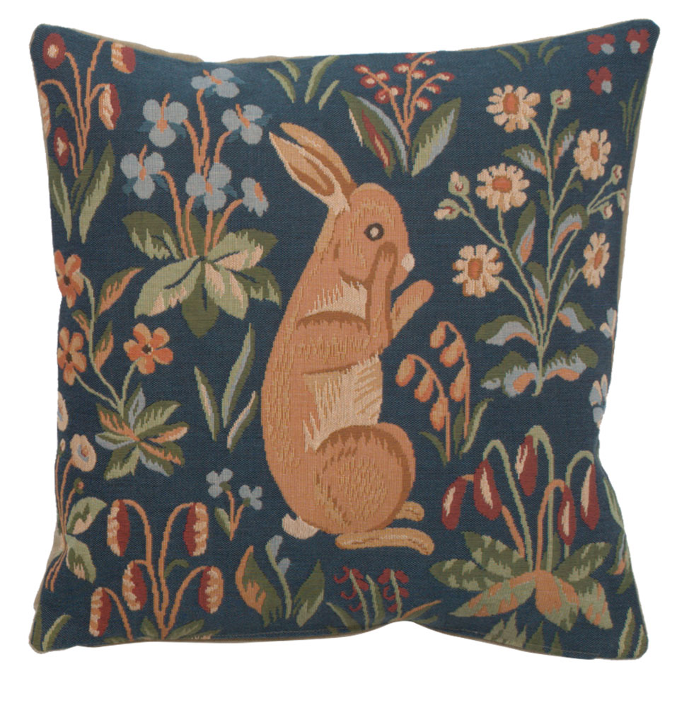 William Morris Rabbit Standing Tapestry Pillow Cover 14x14 Inch Cotton Jacquard Woven Cushion Cover