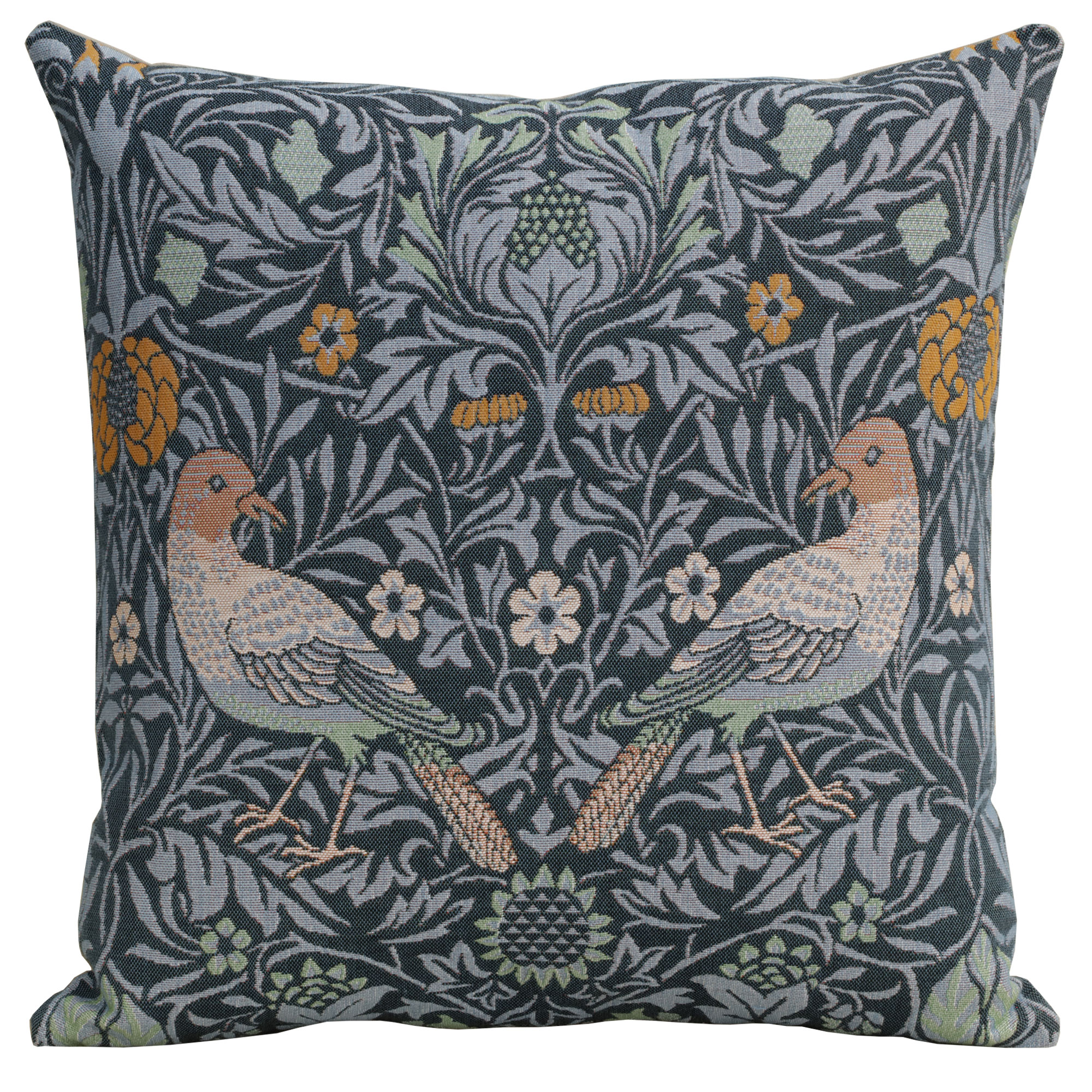 Bird Couple Medieval Tapestry Pillow Cover 19x19 inch European Cotton Jacquard Woven Cushion Cover