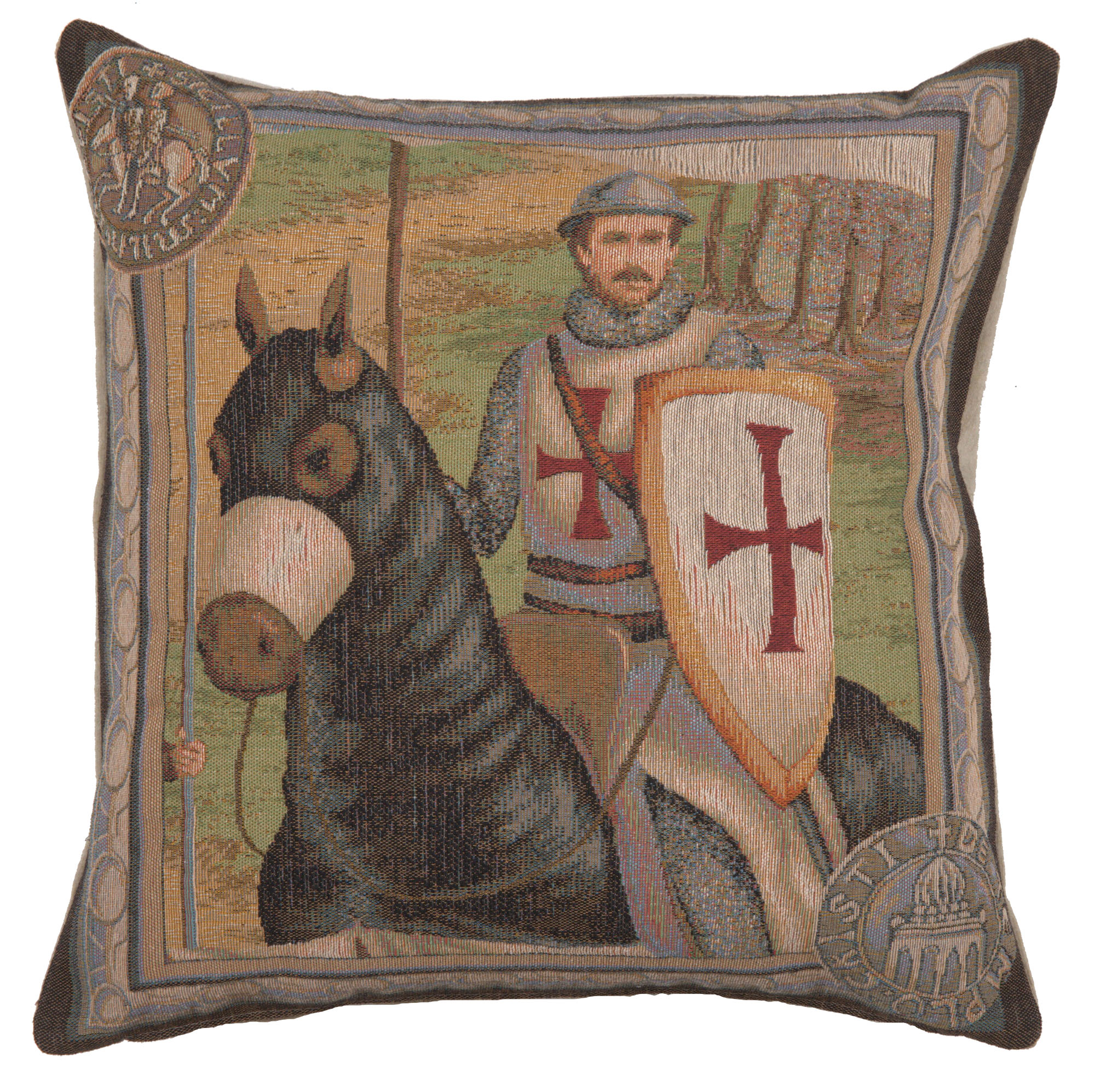 The Rider French Tapestry Pillow Cover 19x19 Inch Cotton Jacquard Woven Cushion Cover