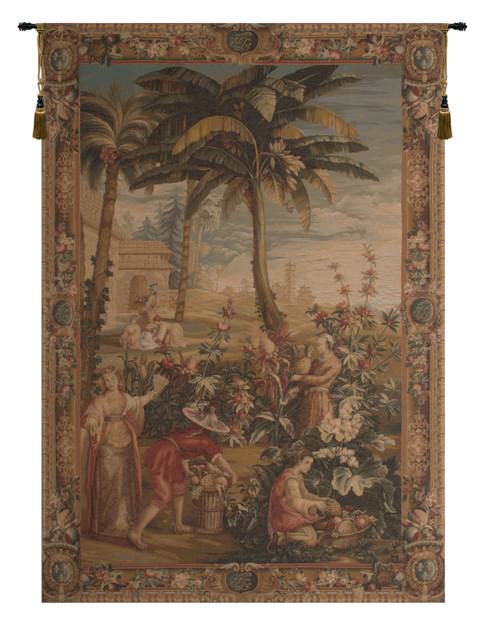 La Recolte des Ananas I Floral Tapestry Wall Hanging 88 x 58 in Jacquard Woven Pineapple Botanical Wall Art