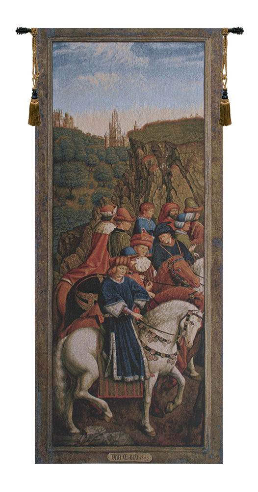Jan van Eyck Just Judges Medieval Tapestry Wall Hanging 57 x 24 in Ghent Altarpiece Renaissance Jacquard Woven Wall Art