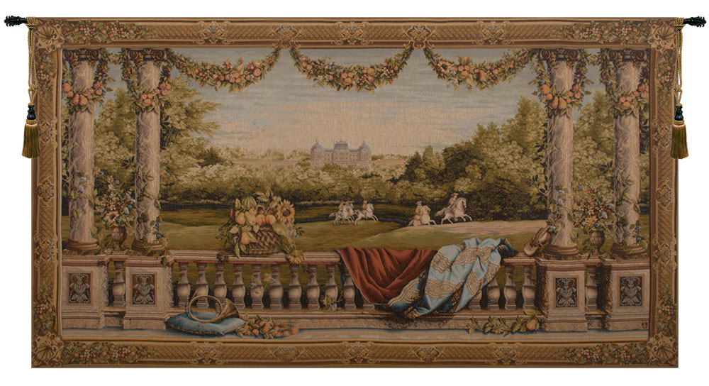 Chateau Bellevue French Tapestry Wall Hanging 58x110 Inch Cotton Jacquard Woven Wall Tapestry