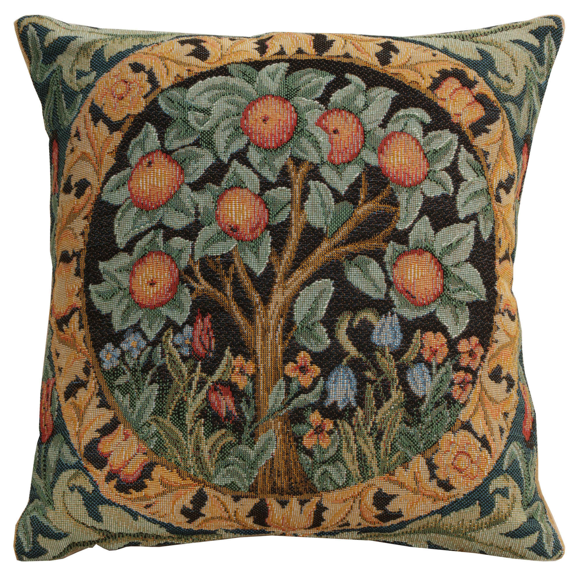 William Morris Orange Tree Tapestry Pillow Cover 14x14 Inch Cotton Jacquard Woven Cushion Cover