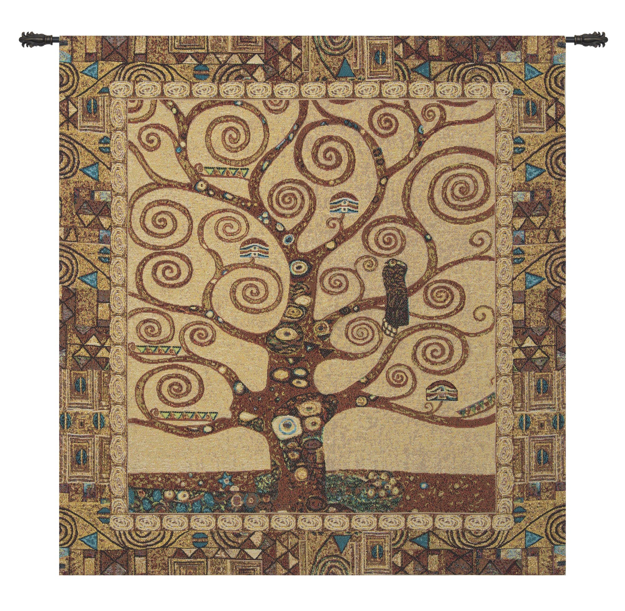 Gustav Klimt Stoclet Tree Vintage Tapestry Wall Hanging 25 x 28 in Art Nouveau Tree of Life Jacquard Woven Wall Art