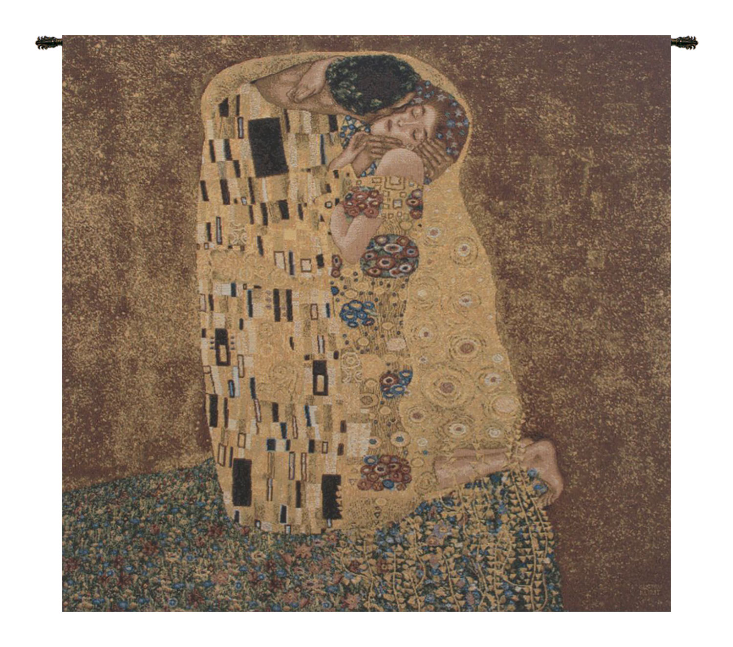 Gustav Klimt Kissed Vintage Tapestry Wall Hanging 28 x 28 in Romantic Art Nouveau Jacquard Woven Wall Art Home Decor