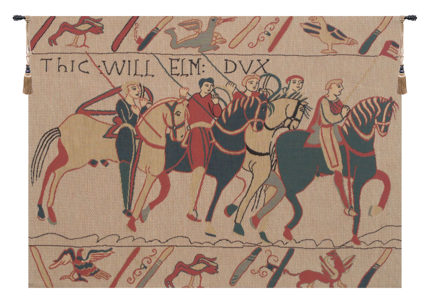 Bayeux Chevaliers Vintage Tapestry Wall Hanging 18 x 25 in Medieval Knights Norman History Jacquard Woven Wall Art