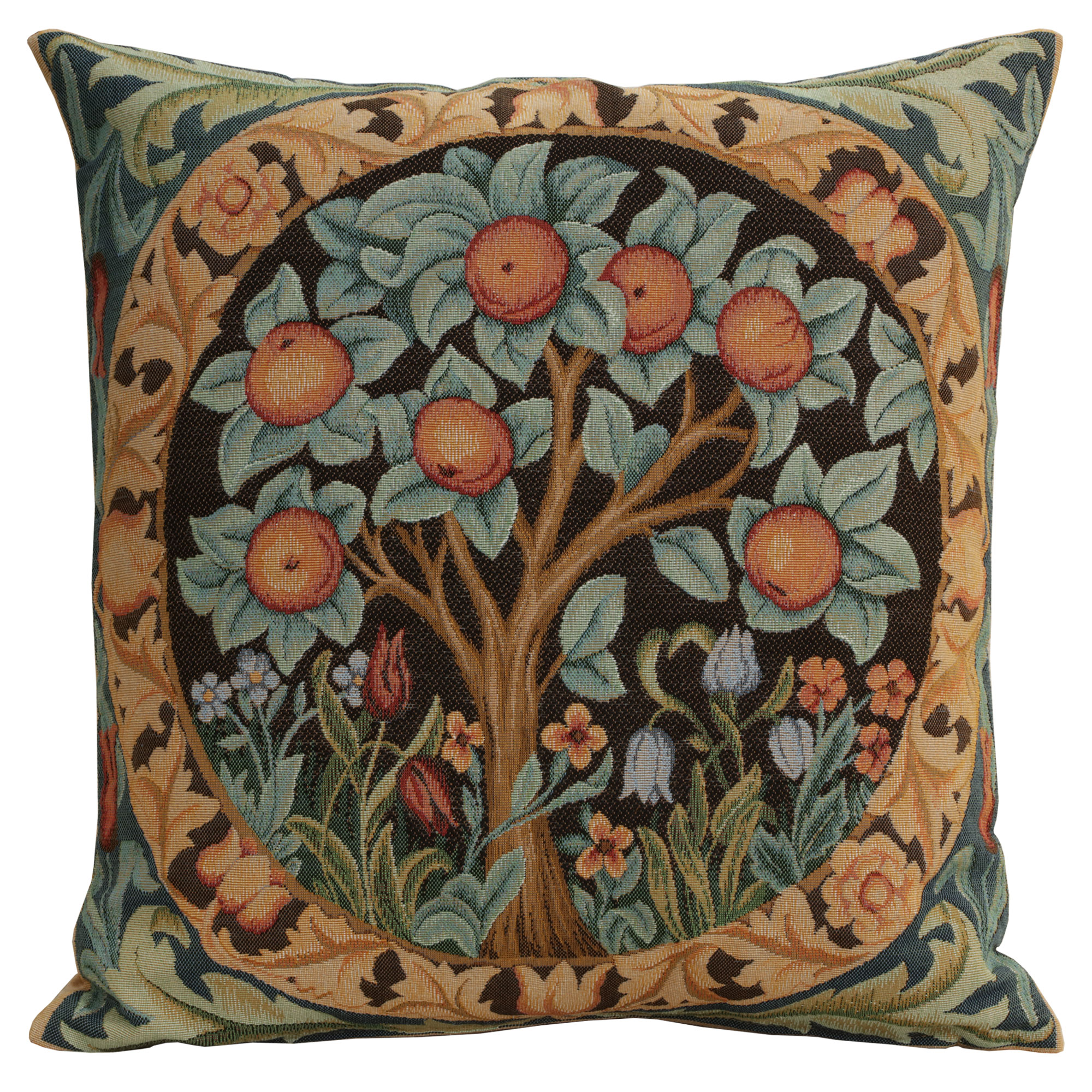 Orange Tree Medieval Tapestry Pillow Cover 19x19 inch European Cotton Jacquard Woven Cushion Cover