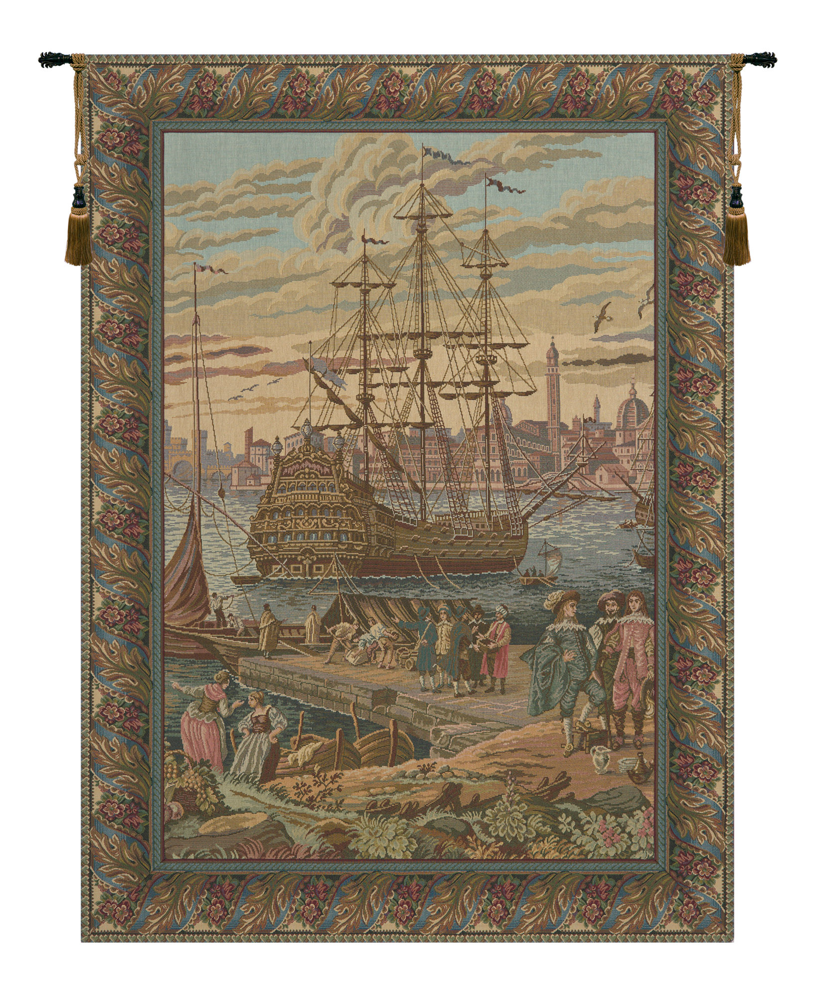 The Galleon Italian Tapestry Wall Hanging Cotton Jacquard Woven Wall Tapestry