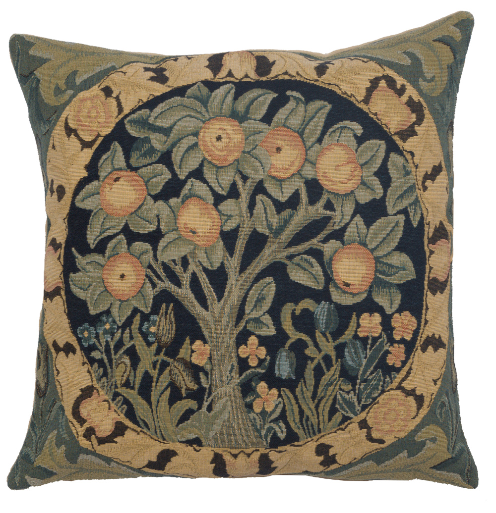 William Morris Orange Tree IV Tapestry Pillow Cover 14x14 Inch Cotton Jacquard Woven Cushion Cover