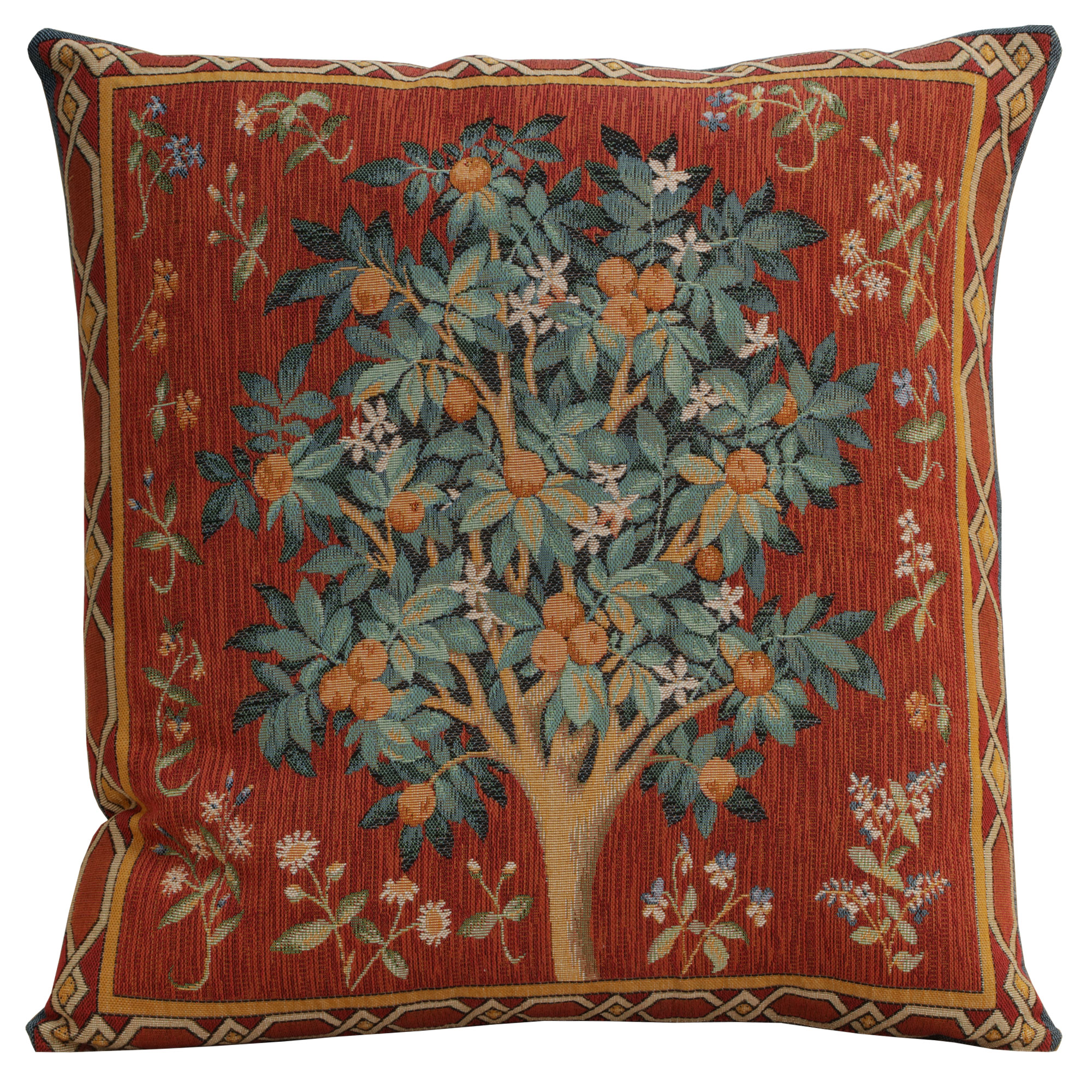 William Morris Orange Tree Large Tapestry Pillow Cover 19x19 Inch Cotton Jacquard Woven Cushion Cover