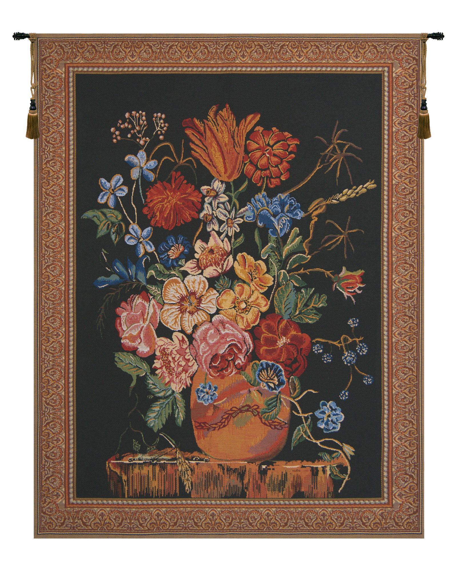 Verendael Terra Cotta Medium Belgian Tapestry Wall Hanging 42x33 Inch Cotton Jacquard Woven Wall Tapestry
