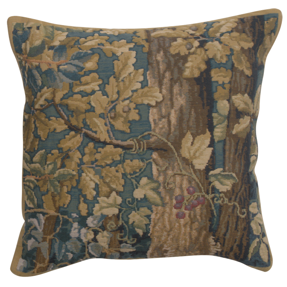 Wawel Timberland Leaves Belgian Tapestry Pillow Cover 17x17 Inch Cotton Jacquard Woven Cushion Cover