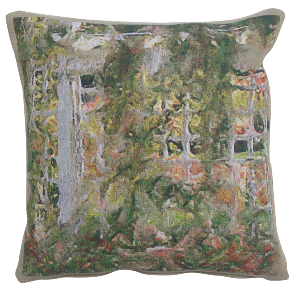Vintage Jardin Red Tapestry Pillow Cover 17x17 Inch Cotton Jacquard Woven Cushion Cover