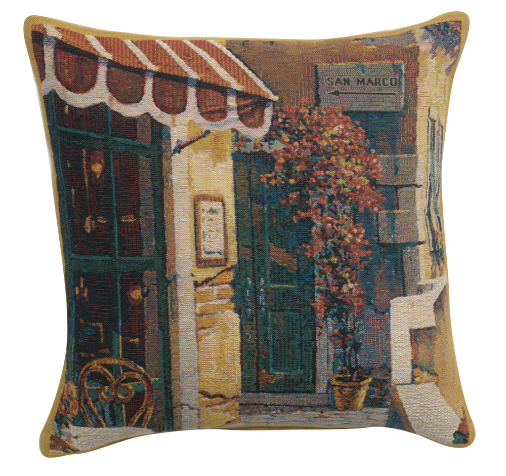 Robert Pejman Passage to San Marco Tapestry Pillow Cover 17x17 Inch Cotton Jacquard Woven Cushion Cover