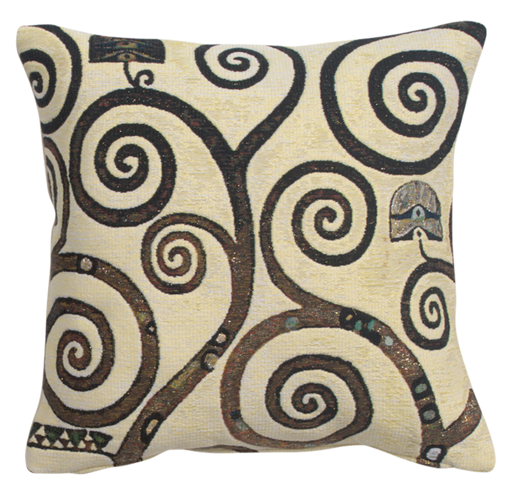 Gustav Klimt Lebensbaum Branches Tapestry Pillow Cover 17x17 Inch Cotton Jacquard Woven Cushion Cover