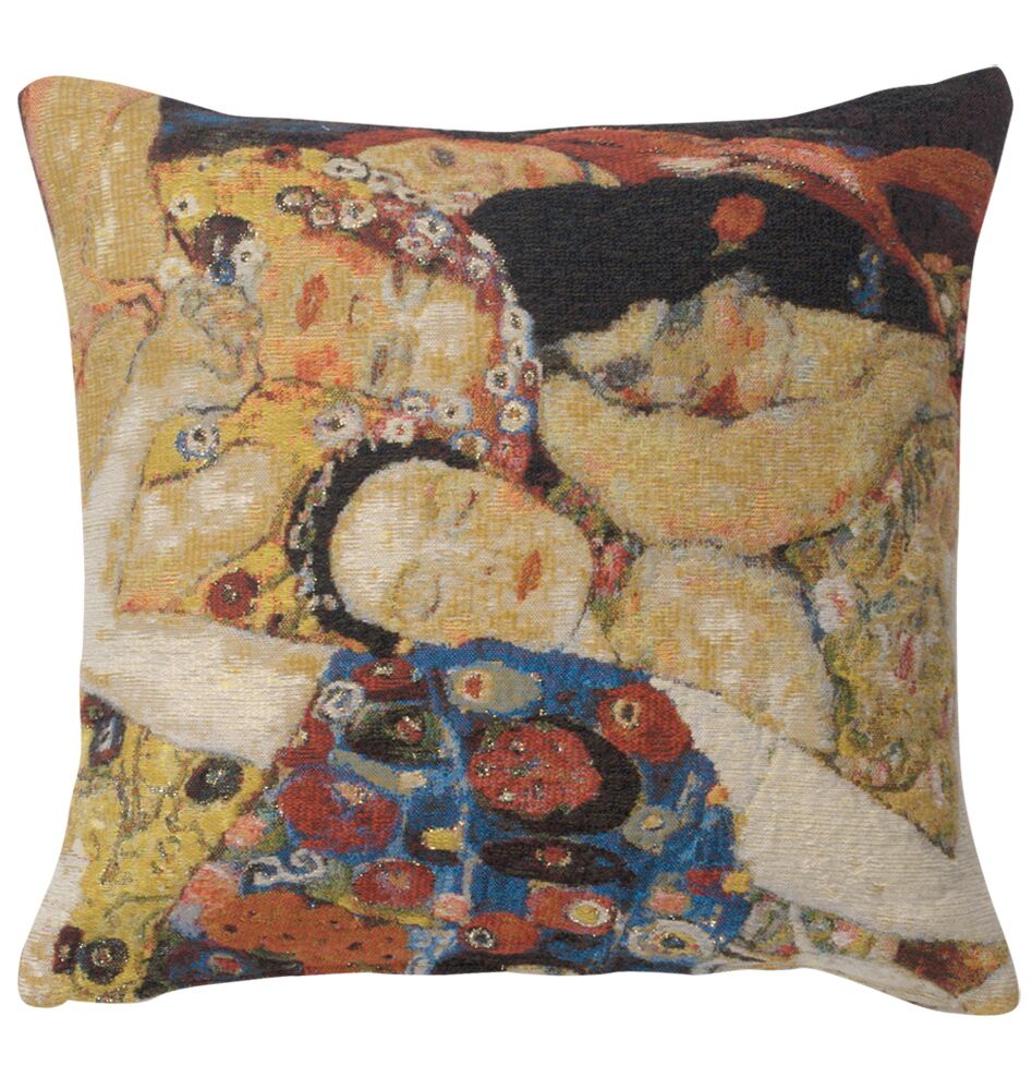 Gustav Klimt Virgin Faces Tapestry Pillow Cover 17x17 Inch Cotton Jacquard Woven Cushion Cover