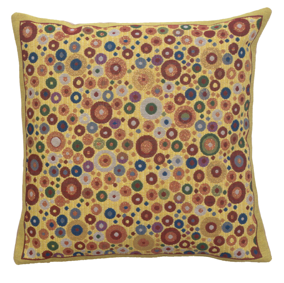 Gustav Klimt Polka Dots Tapestry Pillow Cover 16x16 Inch Cotton Jacquard Woven Cushion Cover