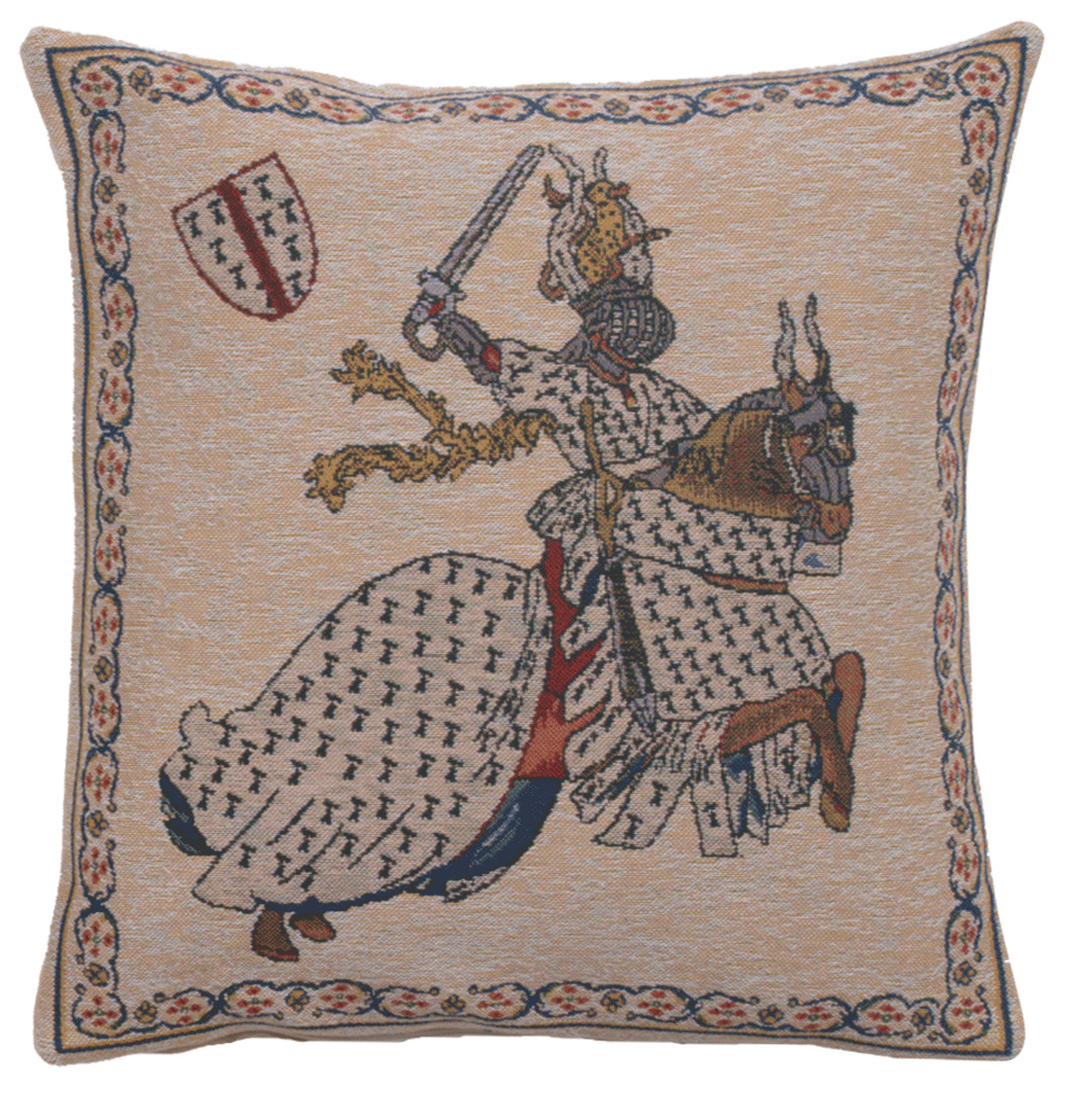Tournament of Knights I Belgian Tapestry Pillow Cover 16x16 Inch Cotton Jacquard Woven Cushion Cover
