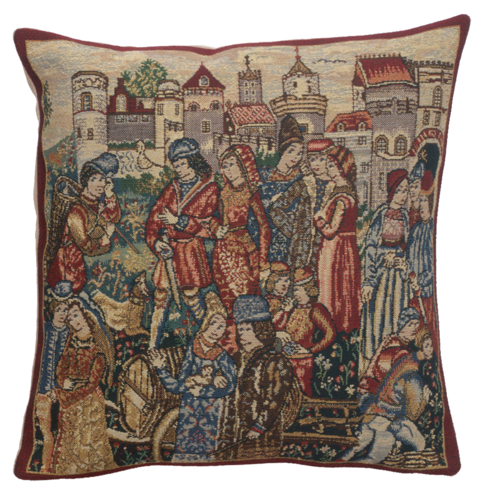 Winemerchants Belgian Tapestry Pillow Cover 16x16 Inch Cotton Jacquard Woven Cushion Cover