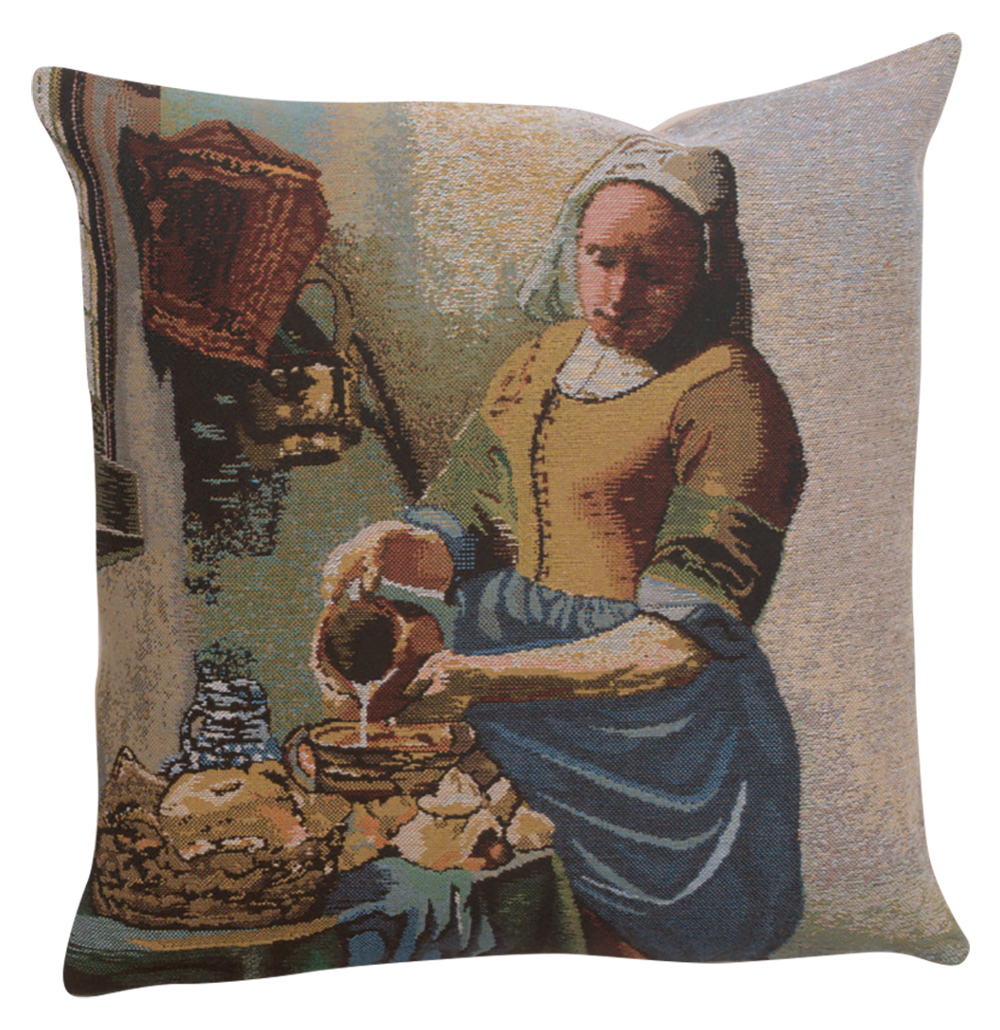 Johannes Vermeer The Servant Girl Tapestry Pillow Cover 16x16 Inch Cotton Jacquard Woven Cushion Cover