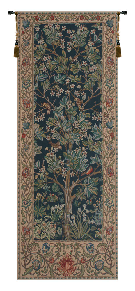 William Morris The Tree of Life Portiere Tapestry Wall Hanging 70 x 24 in Arts and Crafts Botanical Jacquard Woven Wall Art